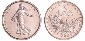 France - Cinquième république (1959- ) - 5 francs Semeuse 1968 Piéfort en argent
