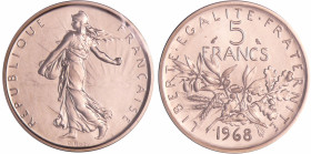 France - Cinquième république (1959- ) - 5 francs Semeuse 1968 Piéfort en argent