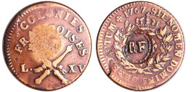 Guadeloupe - Sol des colonies françaises surfrappé "RF" 1767 surfrappé en 1793