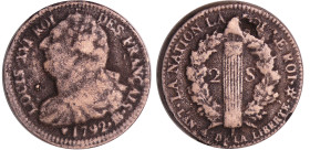 Saint-Domingue (Haïti) - 2 sous imitation de la 2 sol 1792 BB