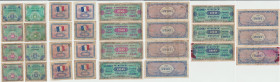 France - Lot de 15 billets de type "drapeau" Type 1944 et 45