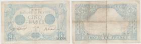 France - 5 francs "Bleu" Type 1905 (Lion inversé)