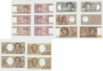 France - Lot de 8 billets 200, 100, 50 et 20 francs