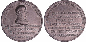 France - Consulat (1799-1804) - Médaille, pose de la première pierre de la colonne Nationale, par B. Duvivier An 8 - 1800, Paris.
