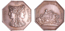 France - Jeton octogonal de jeu Heur et Malheur "La nuit rameneles jeux et les plaisirs" (1842-1845)
