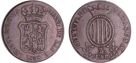 Espagne - Catalogne - Isabel II (1833-1868) - 3 quartos 1838 (Barcelone)