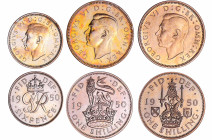 Grande-Bretagne - Lot de 3 monnaies pour Edouard VI, 1950 PROOF