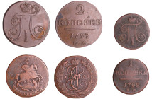 Russie - Lot de 3 monnaies en bronze