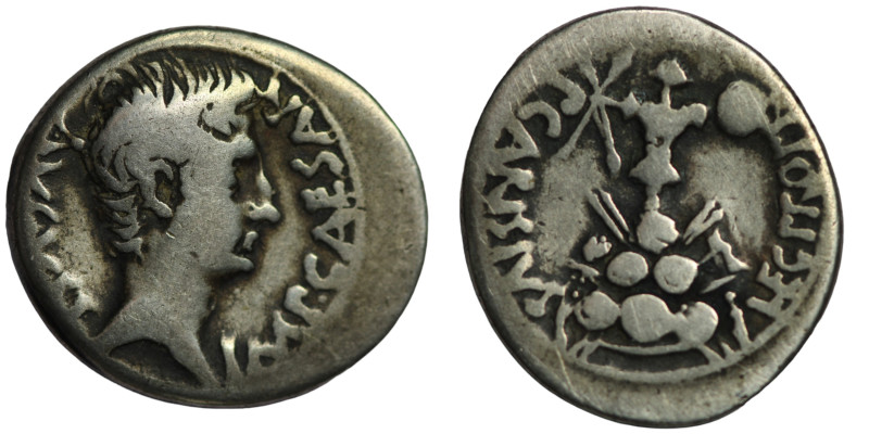 Augustus. (25-23 BC) AR Denar. (19,5mm, 3,60g) Emerita. Obv: IMP CAESAR AVGVST. ...