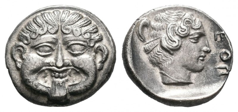 Macedonia. Neapolis. Hemidracma. 420-350 a.C. (SNG Cop-229). Anv.: Cabeza de Gor...