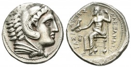 Imperio Macedonio. Alejandro III Magno. Tetradracma. 323-320 a.C. Amphipolis. (Price-113). Anv.: Cabeza de Heracles a derecha recubierta con piel de l...
