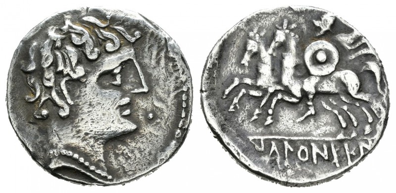 Icalcuscen. Denario. 120-20 a.C. Iniesta (Cuenca). (Abh-1402). (C-12). Anv.: Cab...