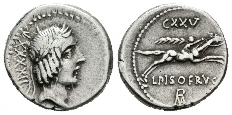 Calpurnia. Denario. 90-89 a.C. Roma. (Ffc-240). (Cal-306). Anv.: Cabeza laureada...
