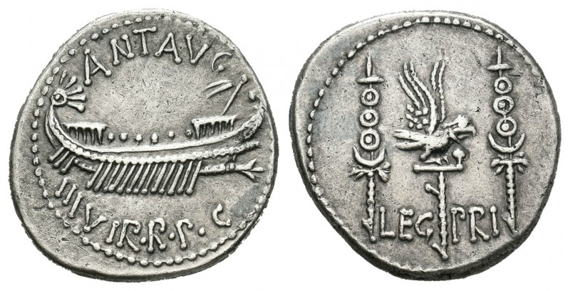 Marco Antonio. Denario. 32-31 a.C. Ceca volante. (Ffc-31). (Craw-544/13). Anv.: ...