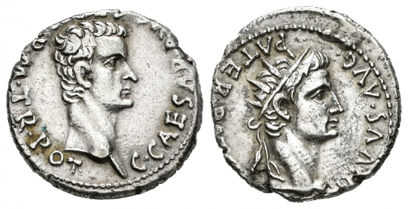 Calígula y Augusto. Denario. 37. Lugdunum. (Spink-1809). (Ric-10). Anv.: C CAESA...