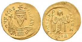Focas. Sólido. 607-609 d.C. Constantinopla. (Sb-620). Au. 4,42 g. Oficina Z. Letra D en anverso invertida. Escasa. EBC-. Est...350,00.