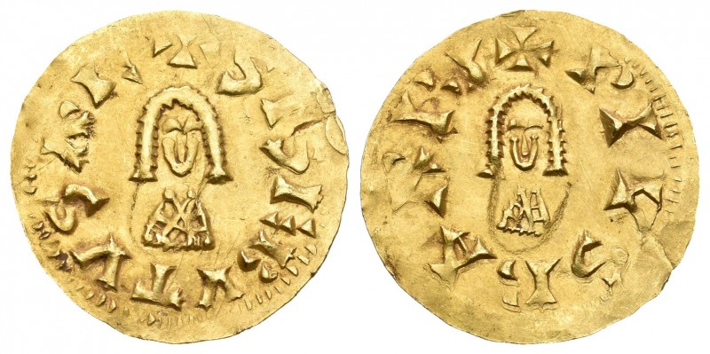 Sisebuto (612-621). Tremissis. Barbi (Antequera). (Cnv-214). Anv.: +SISEBVTVSRE....