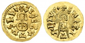 Sisebuto (612-621). Tremissis. Emérita (Mérida). (Cnv-258.10). Anv.: +SISEBVTVSREx. Rev.: +EMERITAPIVS*. Au. 1,50 g. EBC+. Est...550,00.