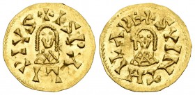 Suinthila (621-631). Tremissis. Ispali (Sevilla). (Cnv-289). Anv.: +SVINTHILARE. Rev.: +ISPALIPIVS. Au. 1,37 g. Brillo original. EBC+. Est...550,00.