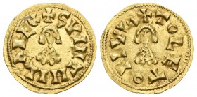 Suinthila (621-631). Tremissis. Toleto (Toledo). (Cnv-298). Anv.: +SVINTHILAREX. Rev.: +TOLETOPIVS. Au. 1,49 g. EBC-. Est...500,00.