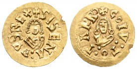 Sisenando (631-636). Tremissis. Tarraco. (CNV-363.5). Au. 1,47 g. Fue el vigesimosexto rey de los visigodos en Hispania entre 631 y 636. Siendo duque ...