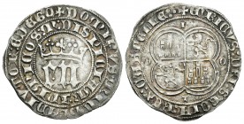 Reino de Castilla y León. Enrique III (1390-1406). 1 real. Toledo. (Abm-falta). (Bautista-761.2 mismo ejemplar). Anv.: EN coronadas. +DOMINVS·MIChI:AD...