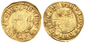 Reino de Castilla y León. Enrique IV (1454-1474). 1/2 Enrique de la silla. Segovia. (Abh-652). (Bautista-859, como respaldo alto). (Tauler-135a, mismo...