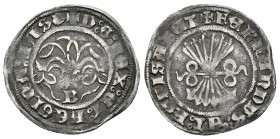Fernando e Isabel (1474-1504). 1/2 real. Burgos. (Cal-423). Ag. 1,61 g. Venera al final de la leyenda en anverso. MBC+. Est...75,00.