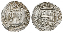 Fernando e Isabel (1474-1504). 1/2 real. Cuenca. (Cal-no la cita). Anv.: YF coronadas, debajo grupo de cuatro puntos. Rev.: Cuenco y C a los lados del...