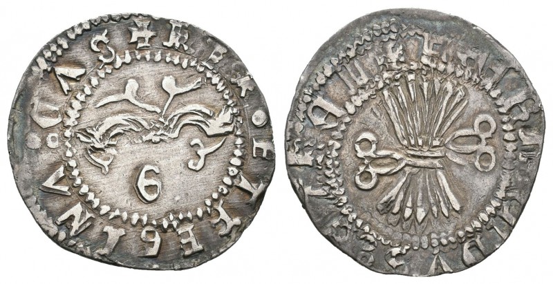 Fernando e Isabel (1474-1504). 1/2 real. Granada. (Cal-443). Ag. 1,62 g. Con G g...