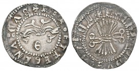 Fernando e Isabel (1474-1504). 1/2 real. Granada. (Cal-443). Ag. 1,62 g. Con G gótica en anverso. MBC+. Est...90,00.