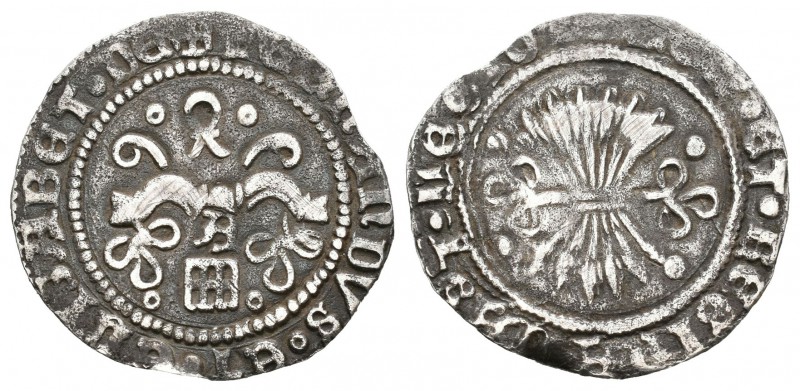 Fernando e Isabel (1474-1504). 1/2 real. Segovia. A. (Cal-457 variante). Ag. 1,4...