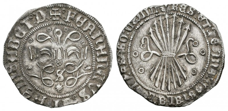 Fernando e Isabel (1474-1504). 1/2 real. Sevilla. (Cal-471 variante). Ag. 1,71 g...