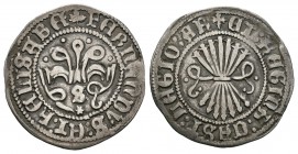 Fernando e Isabel (1474-1504). 1/2 real. Sevilla. (Cal-474). Ag. 1,44 g. Con S, estrella y puntos. Hoja de perejil al comienzo de las leyendas. Acuñac...