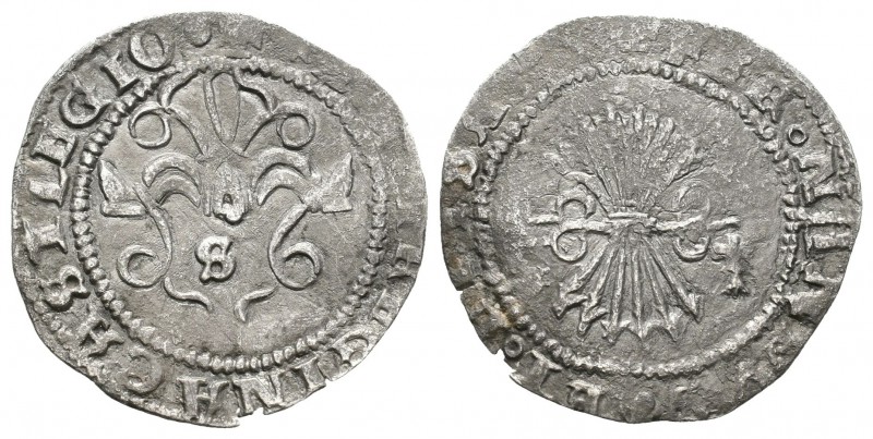 Fernando e Isabel (1474-1504). 1/2 real. Sevilla. (Cal-483 variante). Ag. 1,11 g...