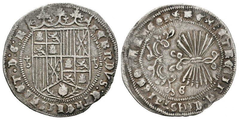 Fernando e Isabel (1474-1504). 1 real. Granada. (Cal-321). Ag. 3,22 g. FERNDVS e...