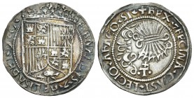 Fernando e Isabel (1474-1504). 1 real. Toledo. (Cal-402). Ag. 3,38 g. Con T entre puntos superada de cruz. Atractiva. EBC-. Est...175,00.