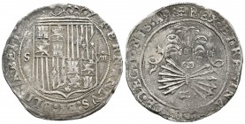 Fernando e Isabel (1474-1504). 8 reales. Sevilla. (Cal-185). Ag. 26,85 g. Escudo entre S y VIII y ensayador d cuadrada enreverso. MBC. Est...1000,00.