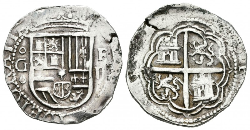 Felipe II (1556-1598). 2 reales. Granada. F. (Cal-462). Ag. 6,77 g. MBC+/MBC. Es...