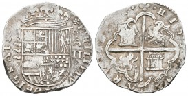 Felipe II (1556-1598). 2 reales. Sin fecha. Valladolid. A. (Cal-588 variante). Ag. 6,76 g. Tres jirones entre puntos. MBC. Est...200,00.