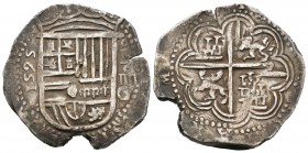 Felipe II (1556-1598). 4 reales. 1595. Granada. F. (Cal-303). Ag. 13,49 g. Rara. MBC+. Est...240,00.