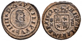 Felipe IV (1621-1665). 8 maravedís. 1662. Coruña. R. (Cal-1304). (Jarabo-Sanahuja-M145). Ae. 2,36 g. La N de HISPANIARVM invertida. EBC-. Est...60,00....