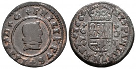 Felipe IV (1621-1665). 16 maravedís. 1664. Córdoba. T - M. (Cal-no cita). (Jarabo-Sanahuja-no cita). Ae. 4,11 g. Valor 16 a izquierda del escudo. Muy ...
