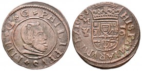 Felipe IV (1621-1665). 16 maravedís. 1663. Madrid. Y/S. (Cal-1402 variante). (Jarabo-Sanahuja-no cita). Ae. 3,73 g. Variante por Y rectificada sobre S...