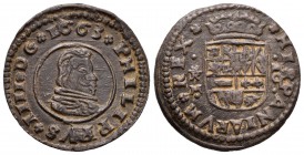 Felipe IV (1621-1665). 16 maravedís. 1663. Trujillo. (Cal-1633). (Jarabo-Sanahuja-M704). Ae. 4,11 g. MBC+. Est...45,00.