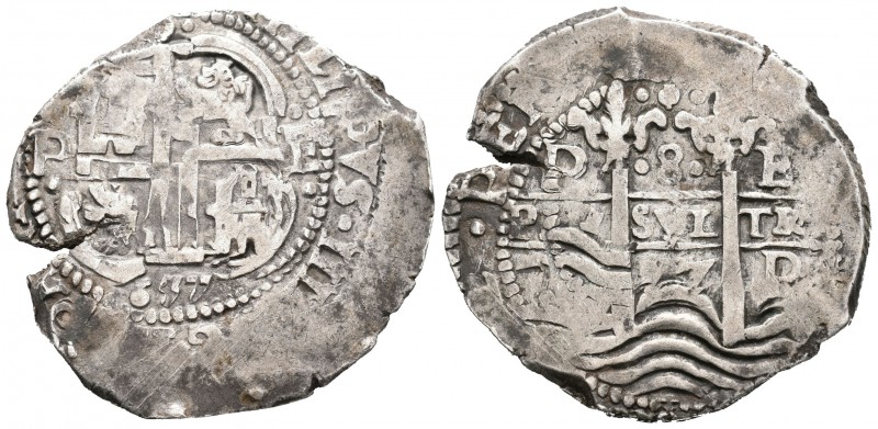 Felipe IV (1621-1665). 8 reales. 1657. Potosí. E. (Cal-442). Ag. 26,73 g. Doble ...