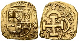Felipe IV (1621-1665). 8 escudos. 1645/4/3. Madrid. V sobre I/B. (Cal-30 similar). (Cal onza-30 similar). (Tauler-30). 26,82 g. Valor 8. Puntos en los...