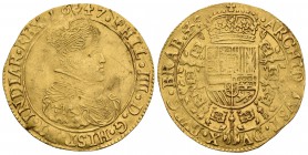 Felipe IV (1621-1665). Doble soberano. 1647. Amberes. (Vic-1537). (Delmonte-169). (Tauler-856). Au. Rayitas. EBC. Est...1700,00.