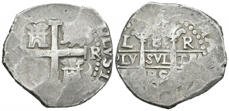 Carlos II (1665-1700). 8 reales. 1685. Lima. R. (Cal-228). 27,23 g. Visible part...