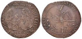 Carlos II (1665-1700). Jetón. 1680. Amberes. (Dugn-4430). Ae. 6,67 g. Boda de Carlos II y María Luisa de Orleans. EBC-. Est...80,00.